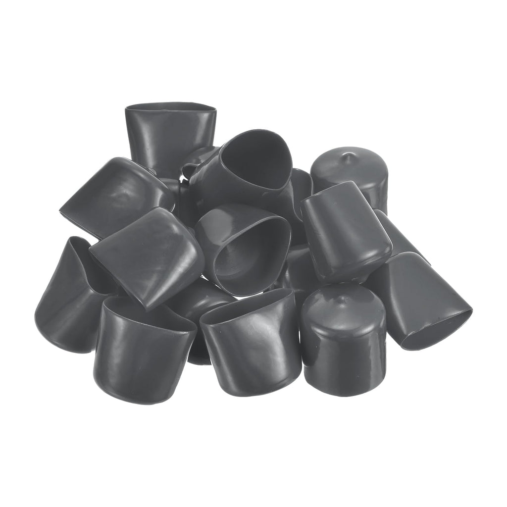 20pcs Rubber End Caps 27mm ID Vinyl Round Tube Bolt Cap Cover Thread Protectors Dark Grey