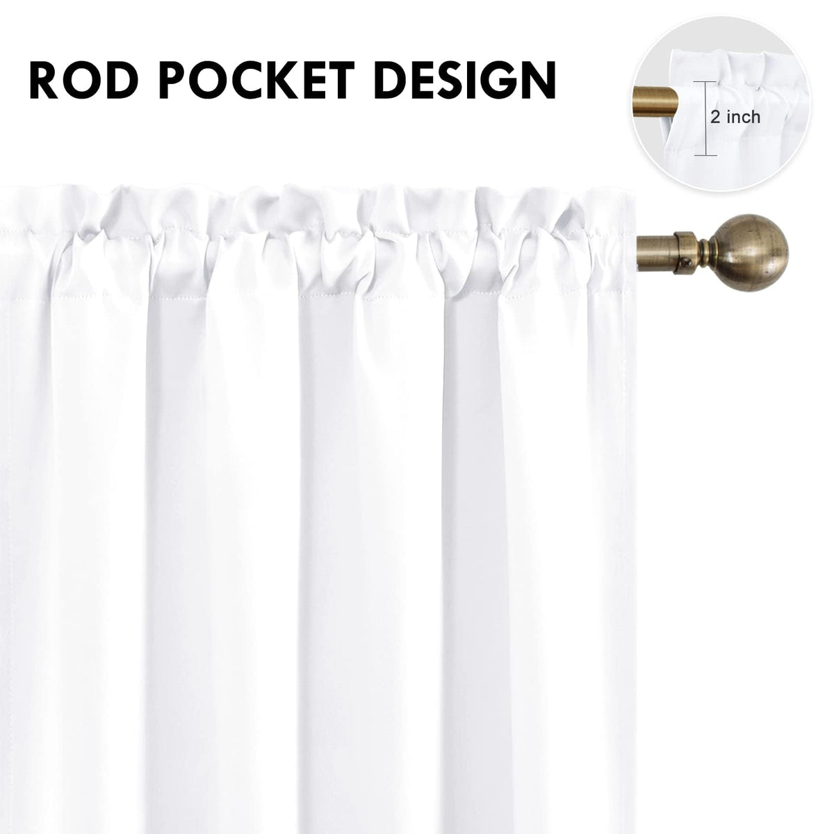 White Short Curtains 36 inches Long for Kitchen RV Bunk 2 Panels (2 Count)