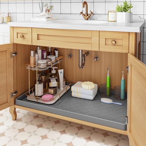 Jin&Bao Under Sink Mat 40" x 22" Waterproof Silicone Cabinet Kitchen Liner