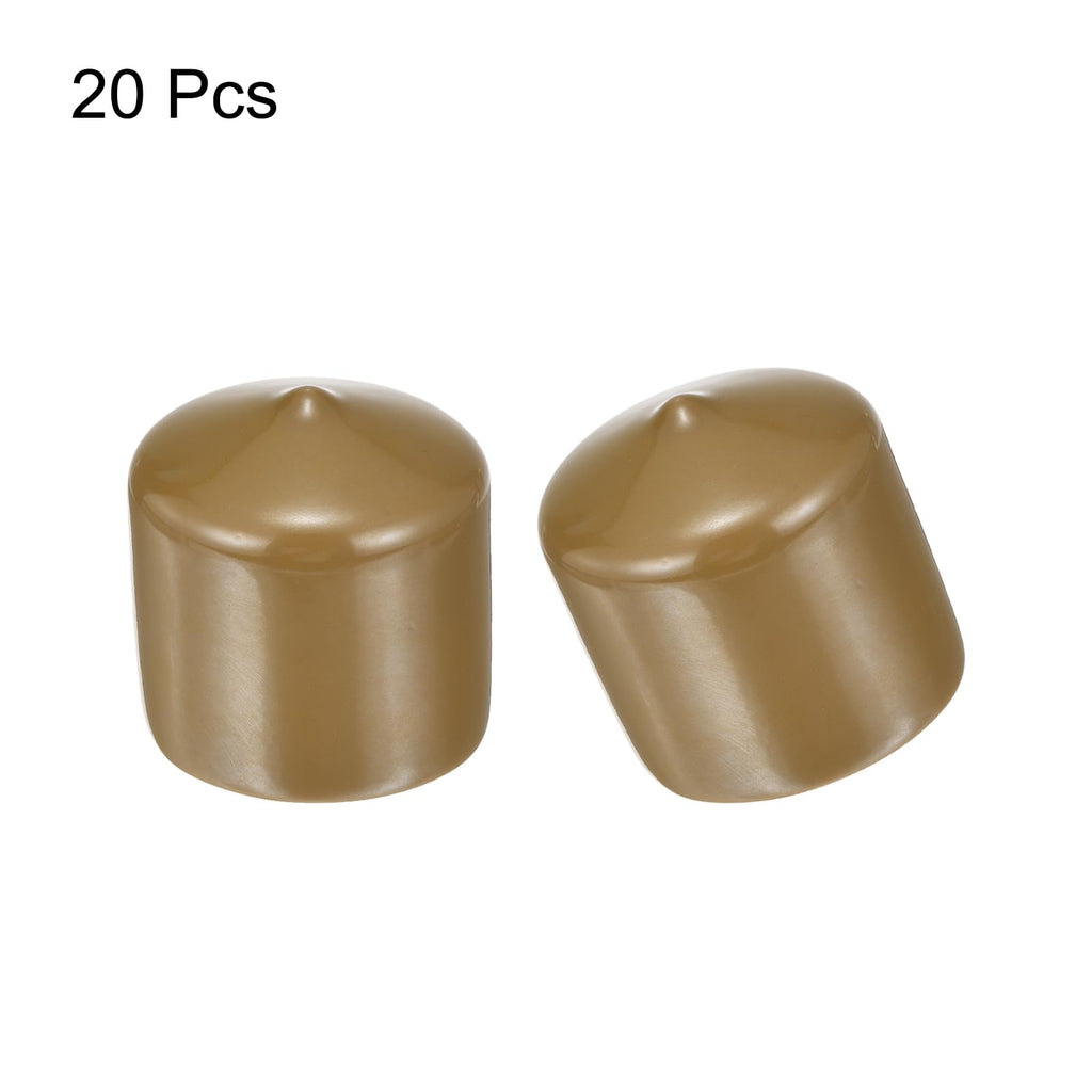 20pcs Rubber End Caps 36mm ID Vinyl PVC Round Tube Bolt Cap Cover Screw Thread Protectors Light Brown