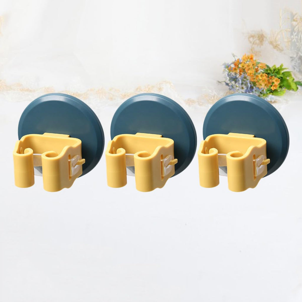 3pcs Mop and Broom Holder Wall Mount with Suction Cup Clamps