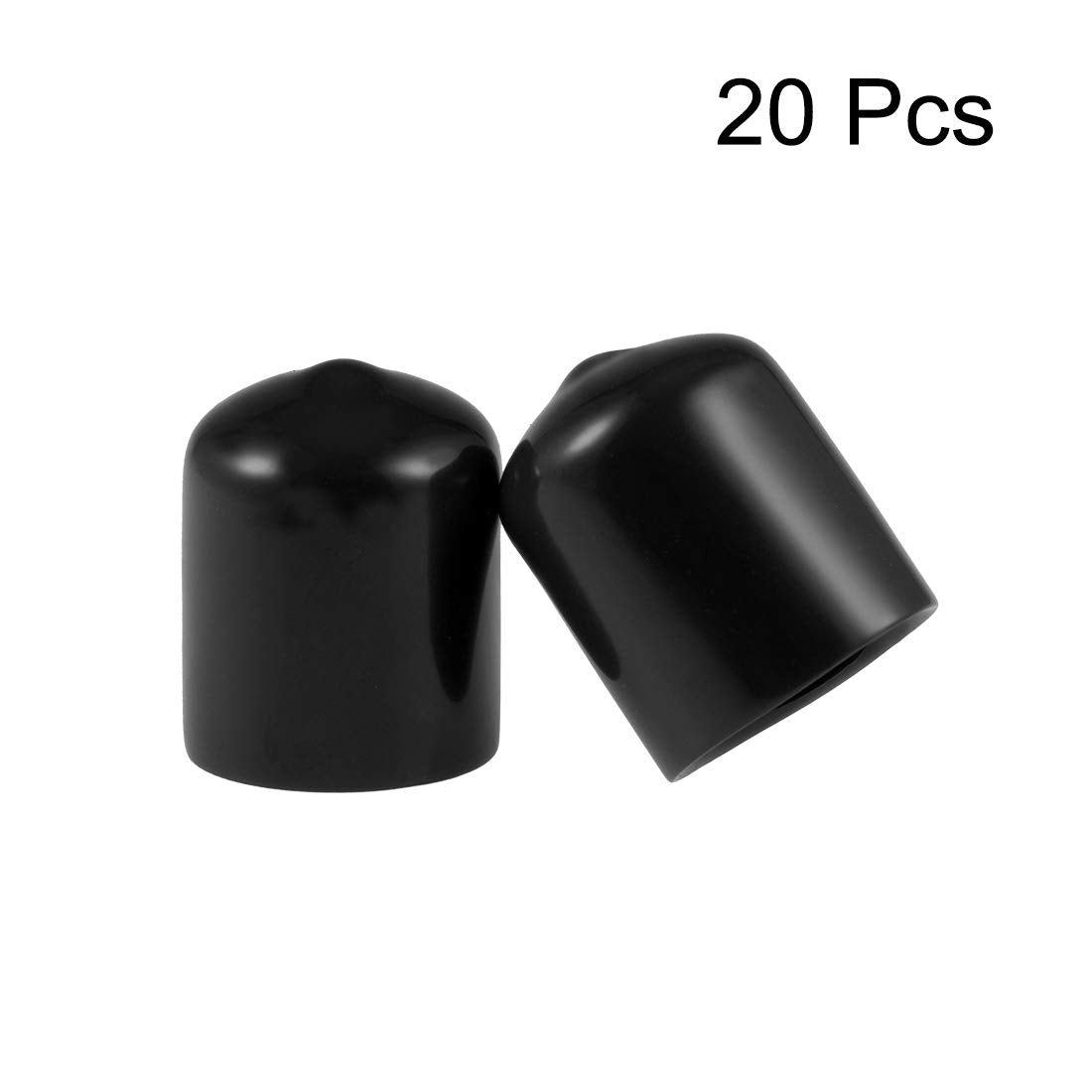 20pcs Rubber End Caps 18mm ID Vinyl Round Tube Bolt Cap Cover Thread Protectors Black (20 Count)