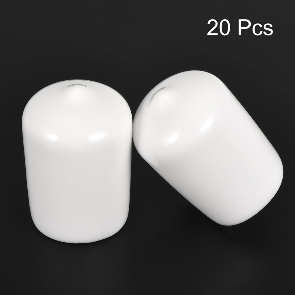 20pcs Rubber End Caps 20mm ID Vinyl Round End Cap Cover Screw Thread Protectors White