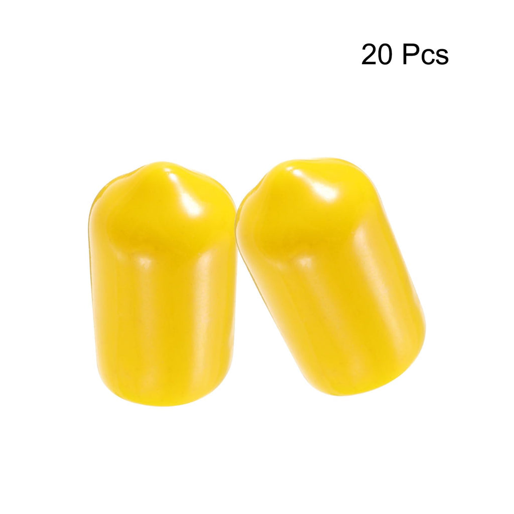 20pcs Rubber End Caps 9mm ID Vinyl PVC Round Tube Bolt Cap Cover Screw Thread Protectors Yellow