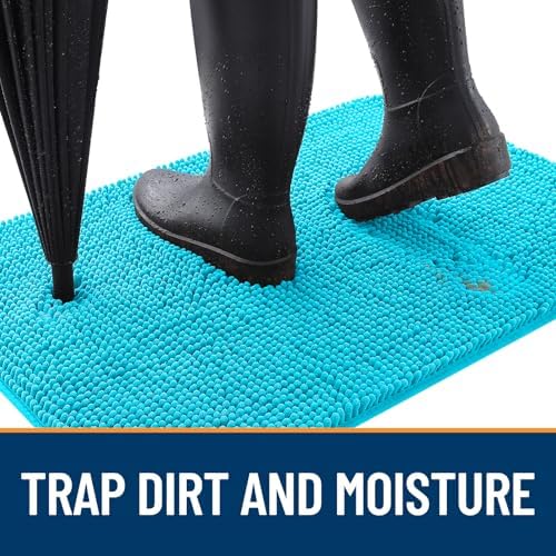 OLANLY Dog Door Mat for Muddy Paws 50x30, Super Absorbent Chenille Mud Mat