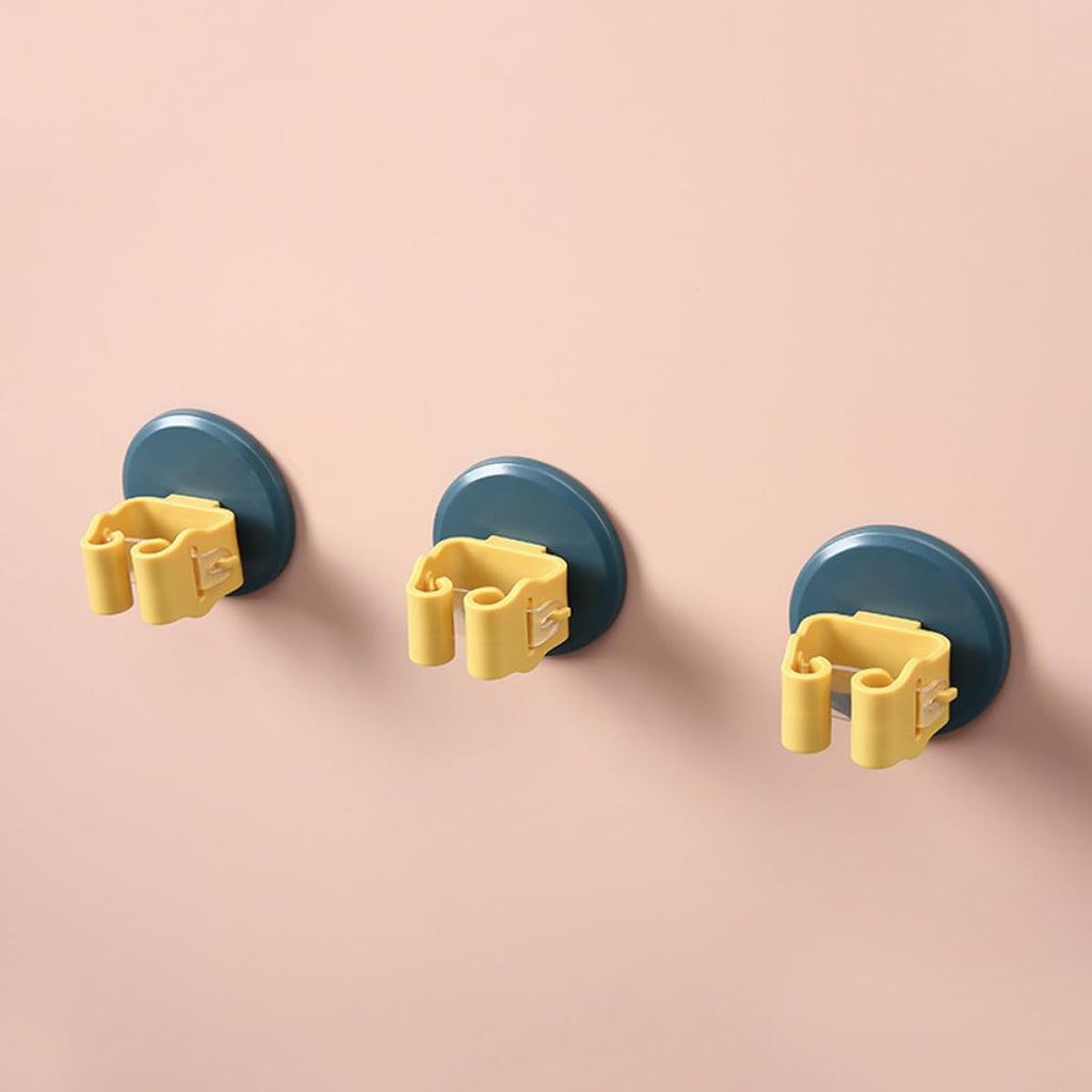 3pcs Mop and Broom Holder Wall Mount with Suction Cup Clamps