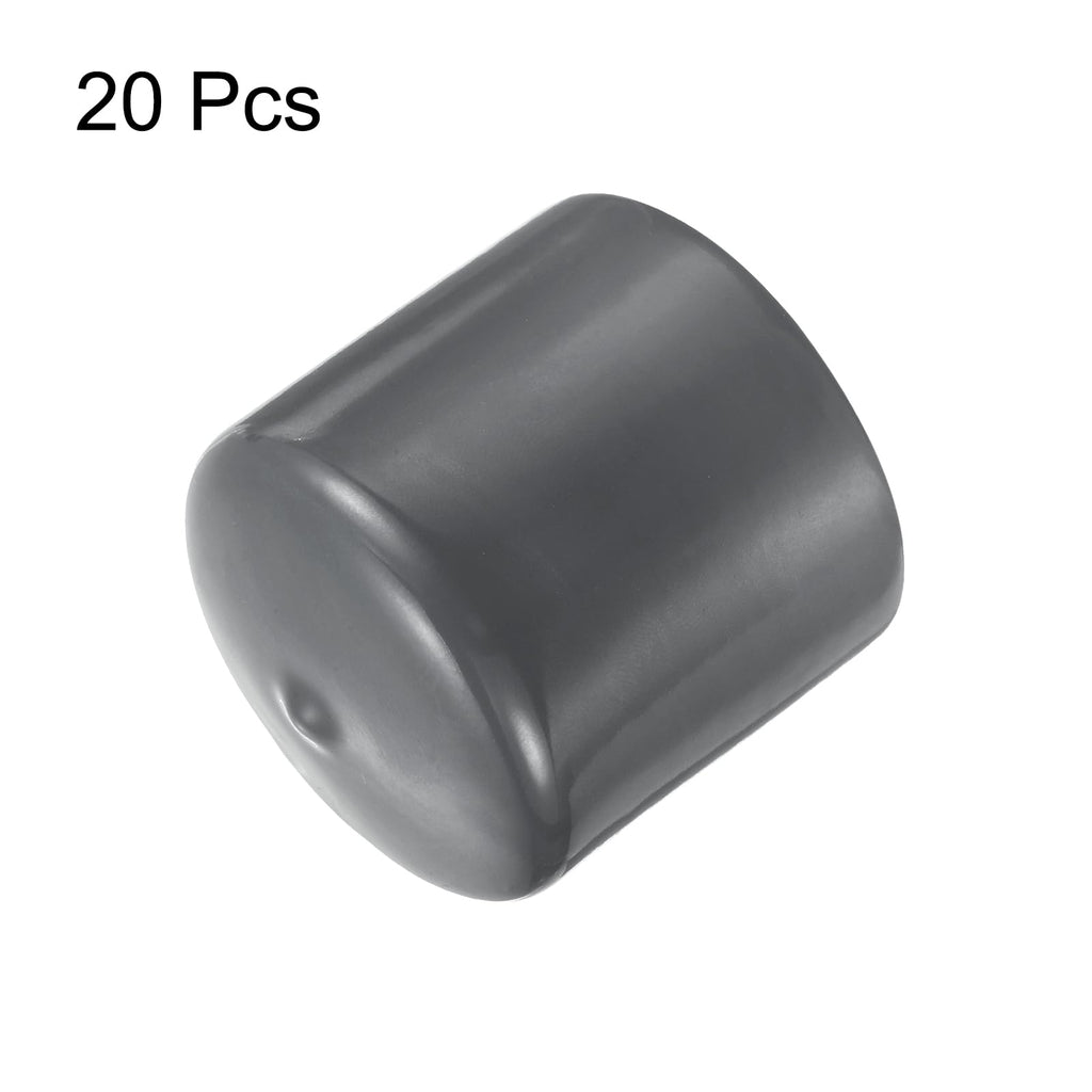20pcs Rubber End Caps 45mm ID Vinyl Round Tube Bolt Cap Cover Thread Protectors Dark Grey