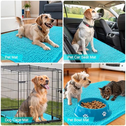 OLANLY Dog Door Mat for Muddy Paws 50x30, Super Absorbent Chenille Mud Mat