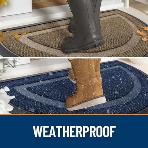 OLANLY Half Circle Front Door Mat Outside 47x32 All-Season Rubber Doormat