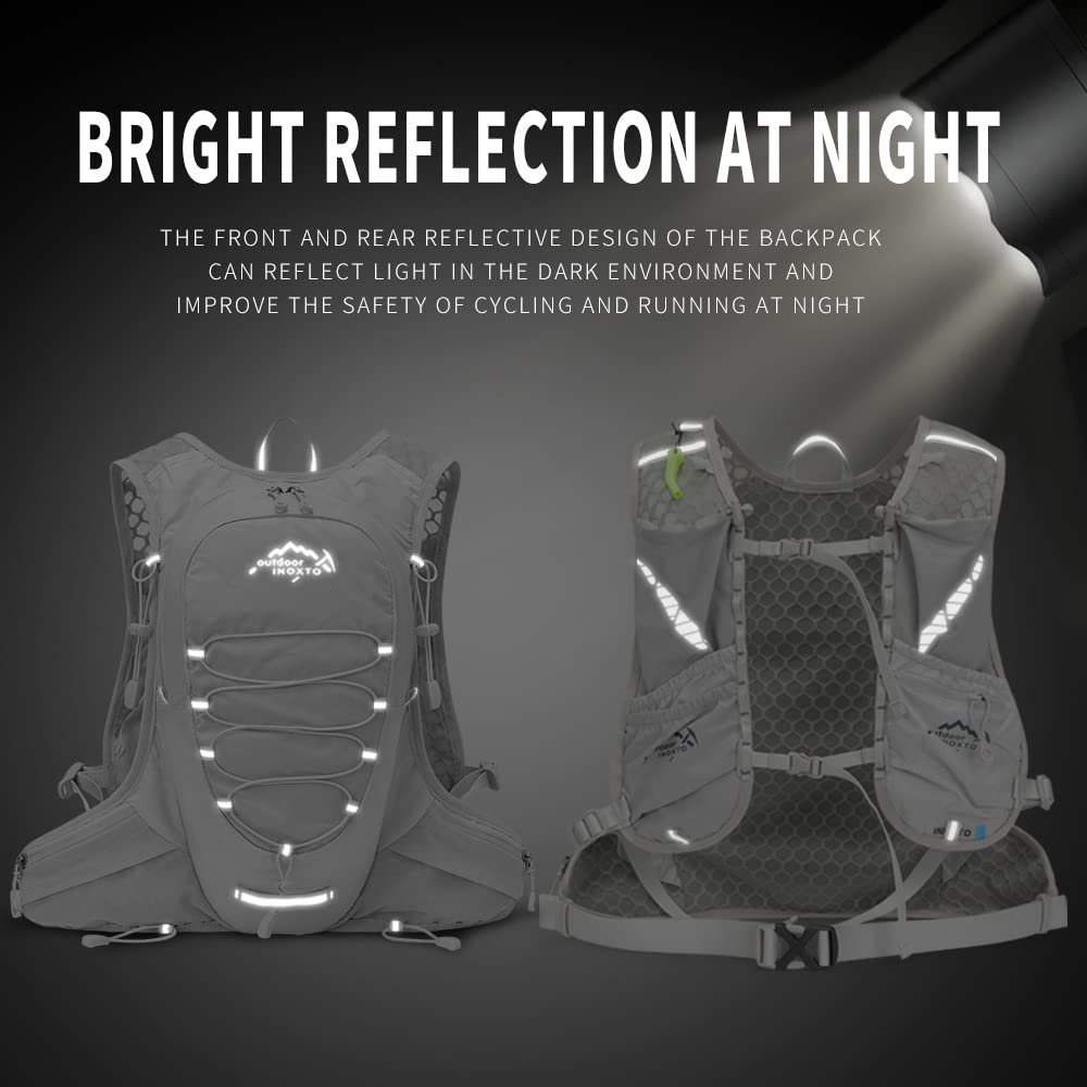 IX INOXTO Running Hydration Vest for Men & Women - 3L Water Backpack for Trail Running, Marathon, Race & Hiking (Grey)