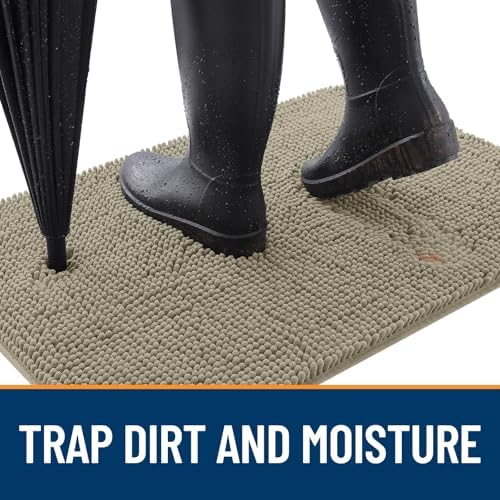 OLANLY Dog Door Mat for Muddy Paws 59x32, Super Absorbent Chenille Mud Mat