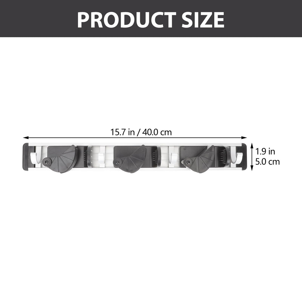 Punch free Wall Mounted Mop and Broom Holder Space Aluminum Rack with 4 Hooks Black Organizer for Cleaning Supplies Storage in Laundry Garage