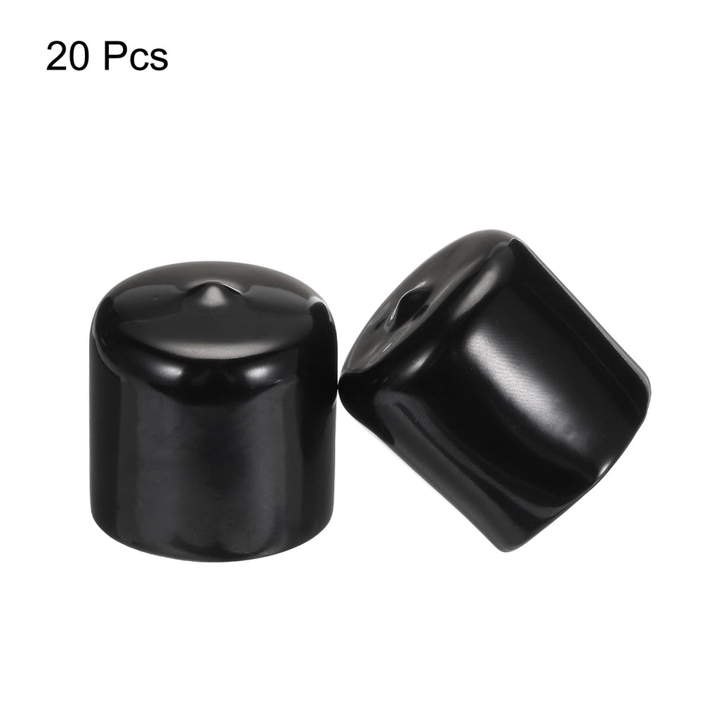 20pcs Rubber End Caps 33mm ID Vinyl PVC Round Tube Bolt Cap Cover Screw Thread Protectors Black