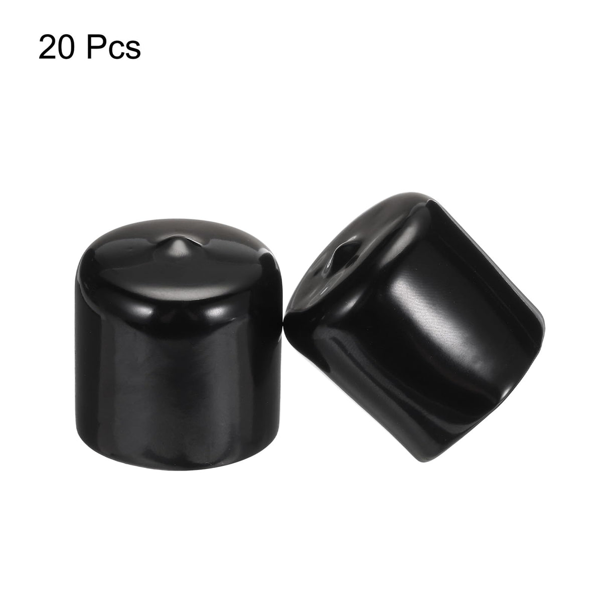 20pcs Rubber End Caps 33mm ID Vinyl PVC Round Tube Bolt Cap Cover Screw Thread Protectors Black