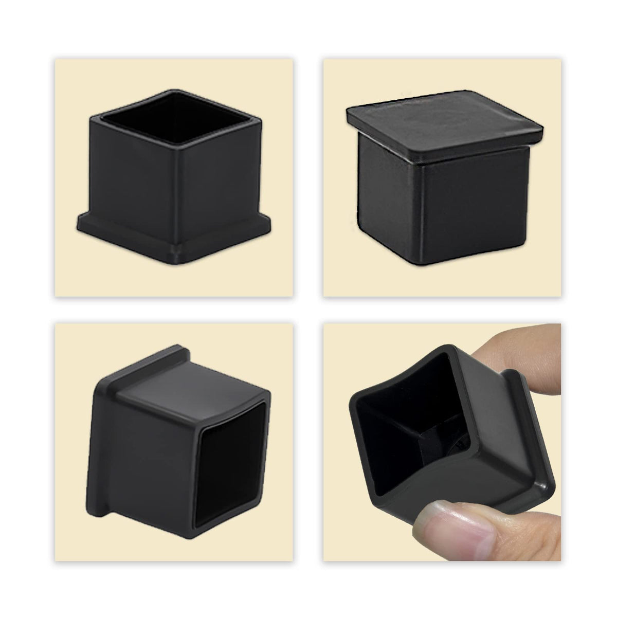 Flexible PVC Patio Chair Table Leg Tips Caps Square Furniture Covers 25 x 25 mm (20 Count)