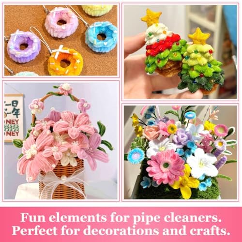 Bundooraking 300 Pcs Pipe Cleaners, 20 Colors Pipe Cleaners Bulk for Crafts