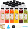 TOMNK 32pcs 16oz Plastic Juice Bottles with Caps, Sticker Labels, Brush