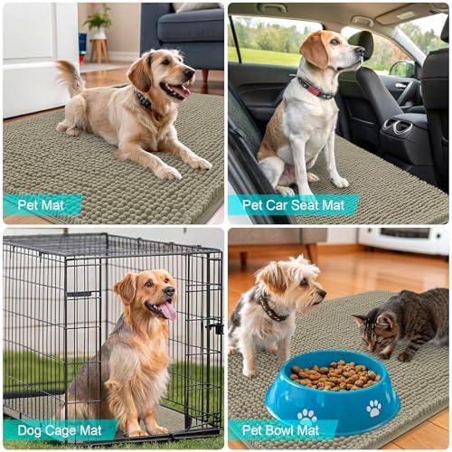 OLANLY Dog Door Mat for Muddy Paws 59x32, Super Absorbent Chenille Mud Mat