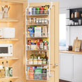 Delamu Large Over the Door Pantry Organizer, 6-Tier Metal Pantry Door Organization and Storage for Easy Install, Hanging Spice Rack Seasoning Shelves for Cabinet & Kitchen, D6.7xW17.5xH53.7 in, White