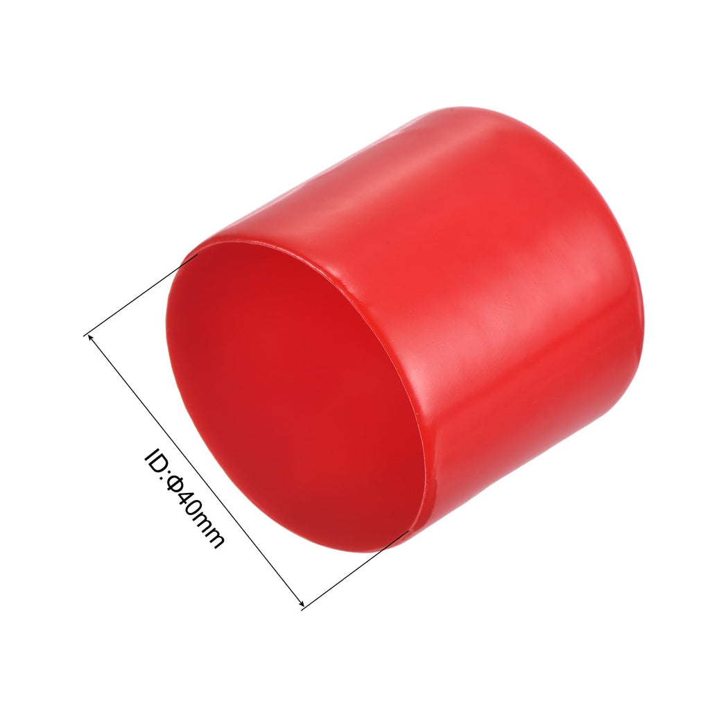 20pcs Rubber End Caps 40mm ID Vinyl Round Tube Bolt Cap Cover Thread Protectors Red