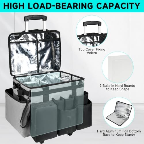 Cleaning Cadddy Bag with Rolling Cart, Large Cleaning Bag with Wheels