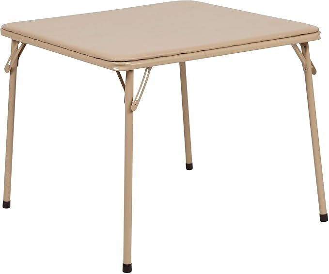 Flash Furniture Mindy Kids 5-Piece Folding Square Table and Chairs Set for Daycare and Classrooms, Children's Activity Table and Chairs Set, Tan