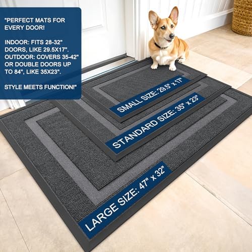 OLANLY Front Door Mat Outside 47x34, All-Season Heavy-Duty Rubber Doormat