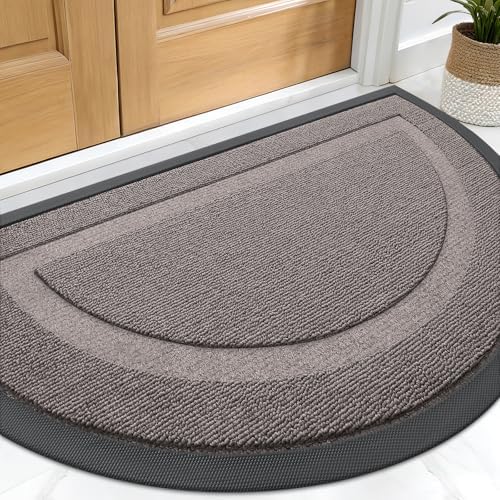 OLANLY Half Circle Front Door Mat Outside 47x32 All-Season Rubber Doormat