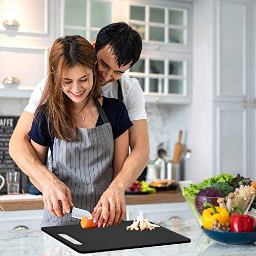 Fotouzy Plastic Utility Cutting Board with Handles, Food Safe PP Material, BPA Free, Dishwasher Safe, Thick Chopping Board, Large Size, Easy Grip Handle, for Kitchen (Black)
