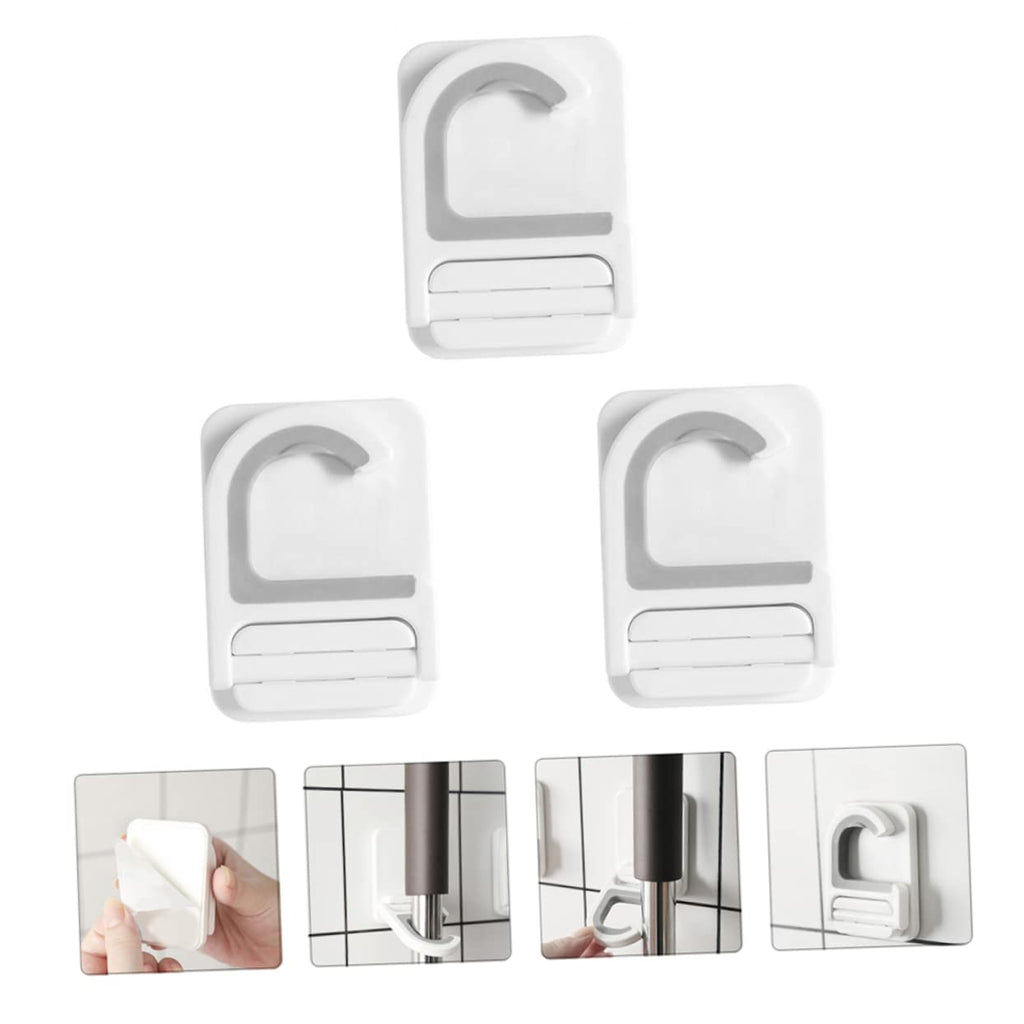 3pcs Punch Broom Mop Holder Wall Mount Hooks Multifunctional Mop Organizer for Umbrellas and Cleaning Tools Home Kitchen Garage Storage