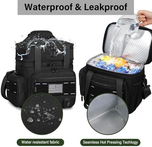TENKIST Tactical Insulated Lunch Box Men Double Deck Heavy Duty Cooler Bag