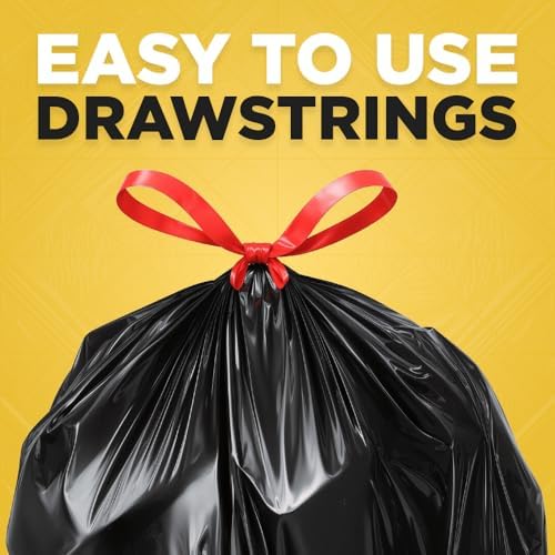 Ultrasac 13 Gallon 0.9 MIL Black Clean Scent Drawstring Tall Kitchen Trash Bags - 24" x 27" - Pack of 80 - For Home, Kitchen, Food Services, & Commercial