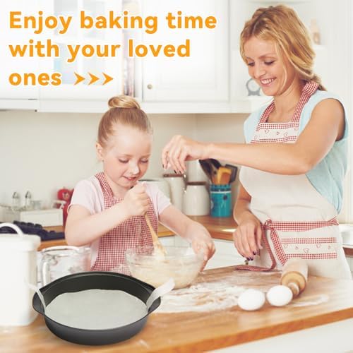 6 Inch Cake Pan - 3PCS Nonstick Round Cake Pans with 100 PCS Parchment Paper, Carbon Steel Smash Cake Baking Pans with Handle, Dishwasher Safe