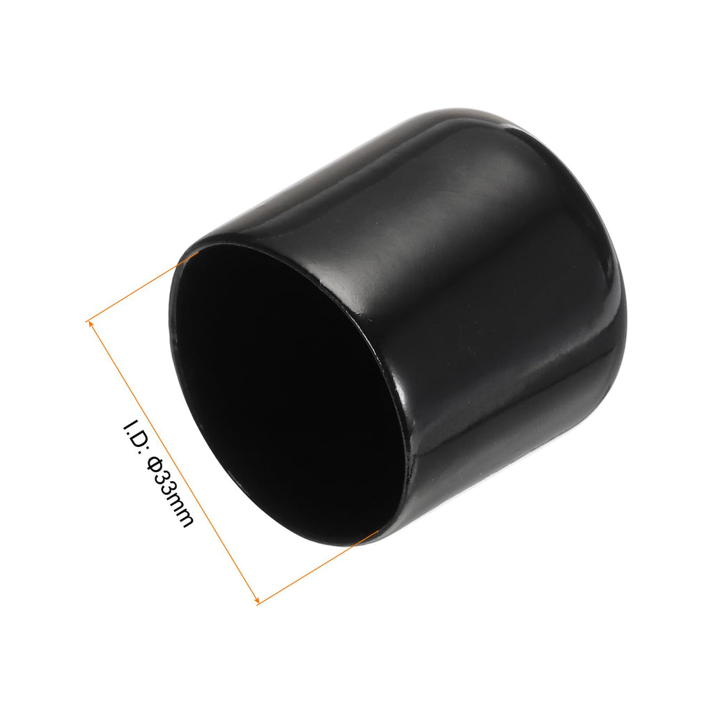 20pcs Rubber End Caps 33mm ID Vinyl PVC Round Tube Bolt Cap Cover Screw Thread Protectors Black