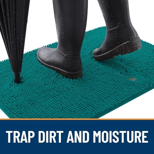 OLANLY Dog Door Mat for Muddy Paws 47x20, Super Absorbent Chenille Mud Mat
