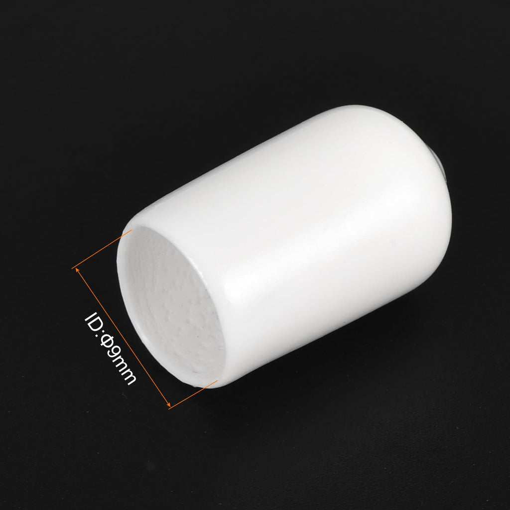 20pcs Rubber End Caps 9mm ID Vinyl Round End Cap Cover Screw Thread Protectors White