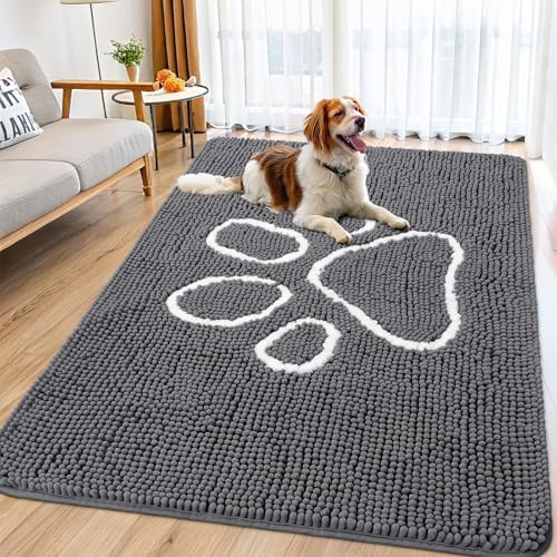 Smiry Dog Door Mat for Muddy Paws, Absorbent Non Slip Dirt Trapper, 70x32