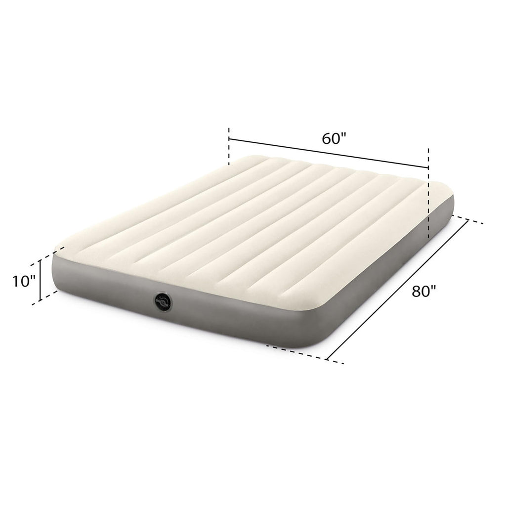 Intex 64103E Dura-Beam Standard Single-High Air Mattress: Fiber-Tech - Queen Size - 10in Bed Height - 600lb Weight Capacity - Pump Sold Separately