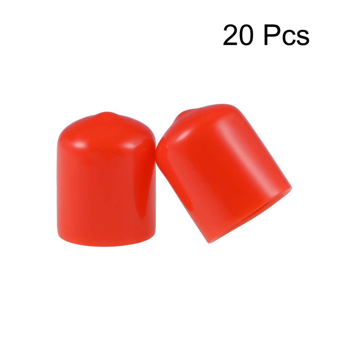 20pcs Rubber End Caps 18mm ID Vinyl Round Tube Bolt Cap Cover Thread Protectors Red (20 Count)