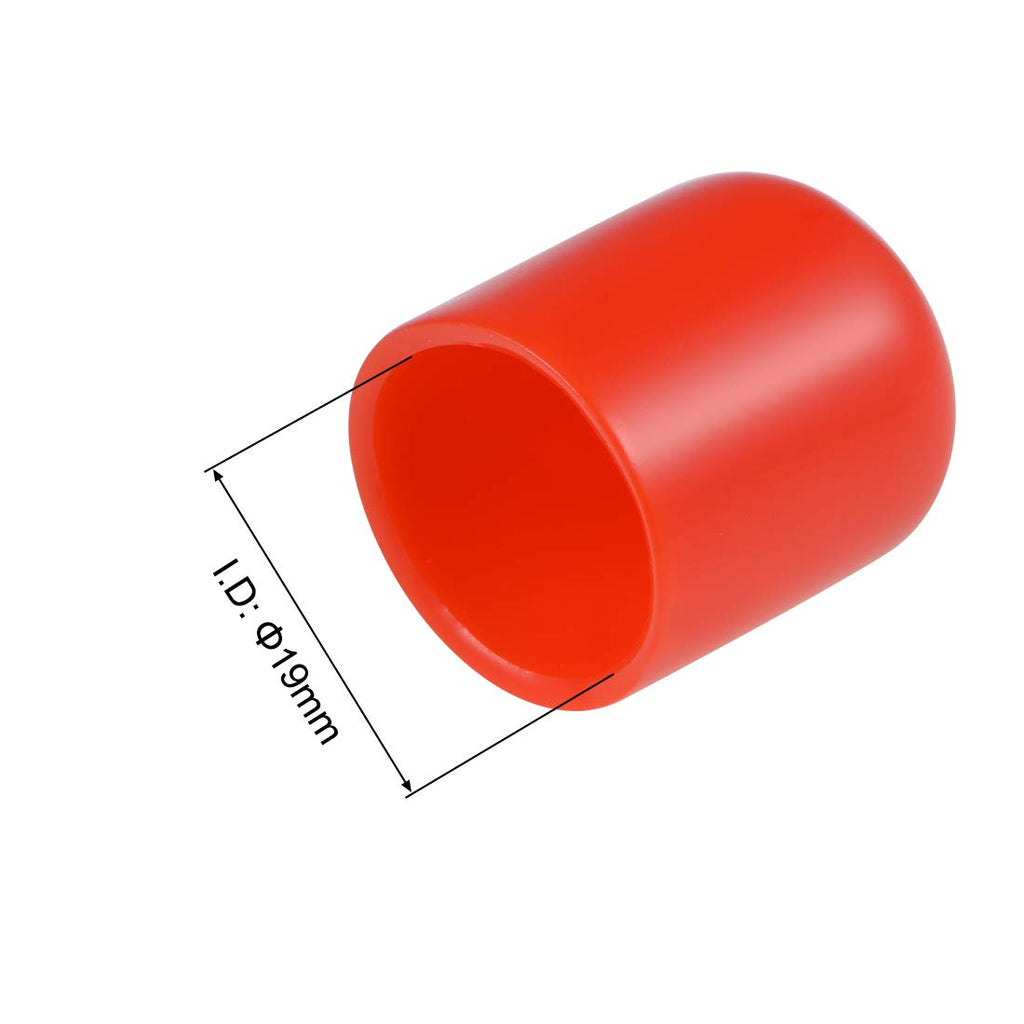20pcs Rubber End Caps 19mm ID Vinyl Round Tube Bolt Cap Cover Thread Protectors Red (20 Count)