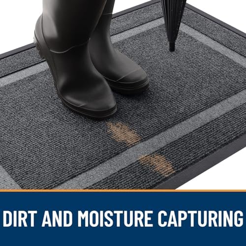 OLANLY Front Door Mat Outside 47x34, All-Season Heavy-Duty Rubber Doormat
