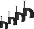Abnii Cable Clips, 400 Pcs, 4mm 6mm 8mm 10mm, Wire Wall Clips with Steel Nails, Cable Management Organizer Clip, Cable Tacks Coax Holder Clip, RG6 RG59 CAT6 RJ45 Cable Cord Staples, Black
