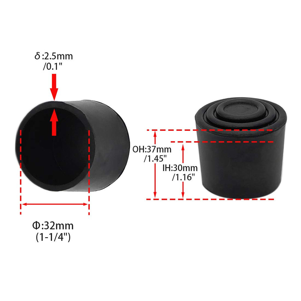 Furniture Table Covers Chair Leg Caps Round Black 32mm 4PCS (4 Count)