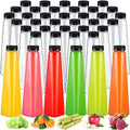 Tanlade 100 Pcs Plastic Juice Bottles with Caps Empty Reusable Beverage Containers Clear Disposable Drink Bottles with Black Tamper Evident Lids for Juicing Smoothie Beverages Fridge(16 oz)