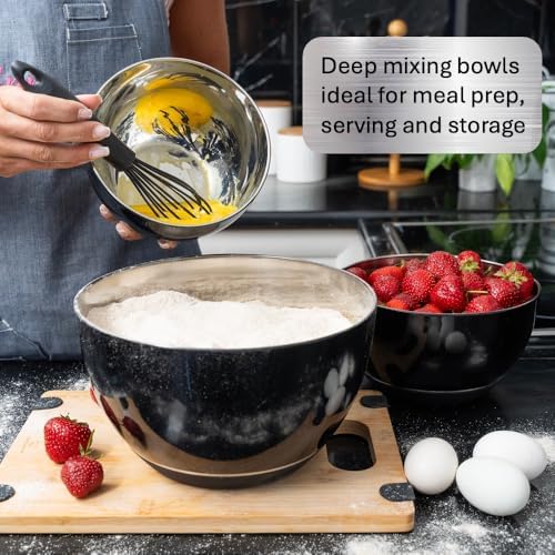WHYSKO Stainless Steel Mixing Bowls Set, 3-Piece with Silicone Base