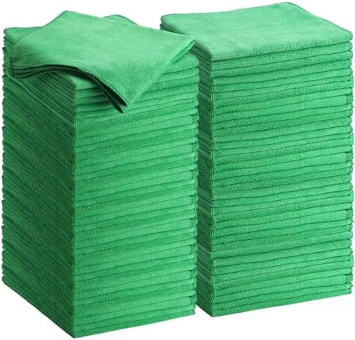 Nuenen Car Microfiber Clean Cloths, Green, 16 x 16 Inch, 60 Pcs