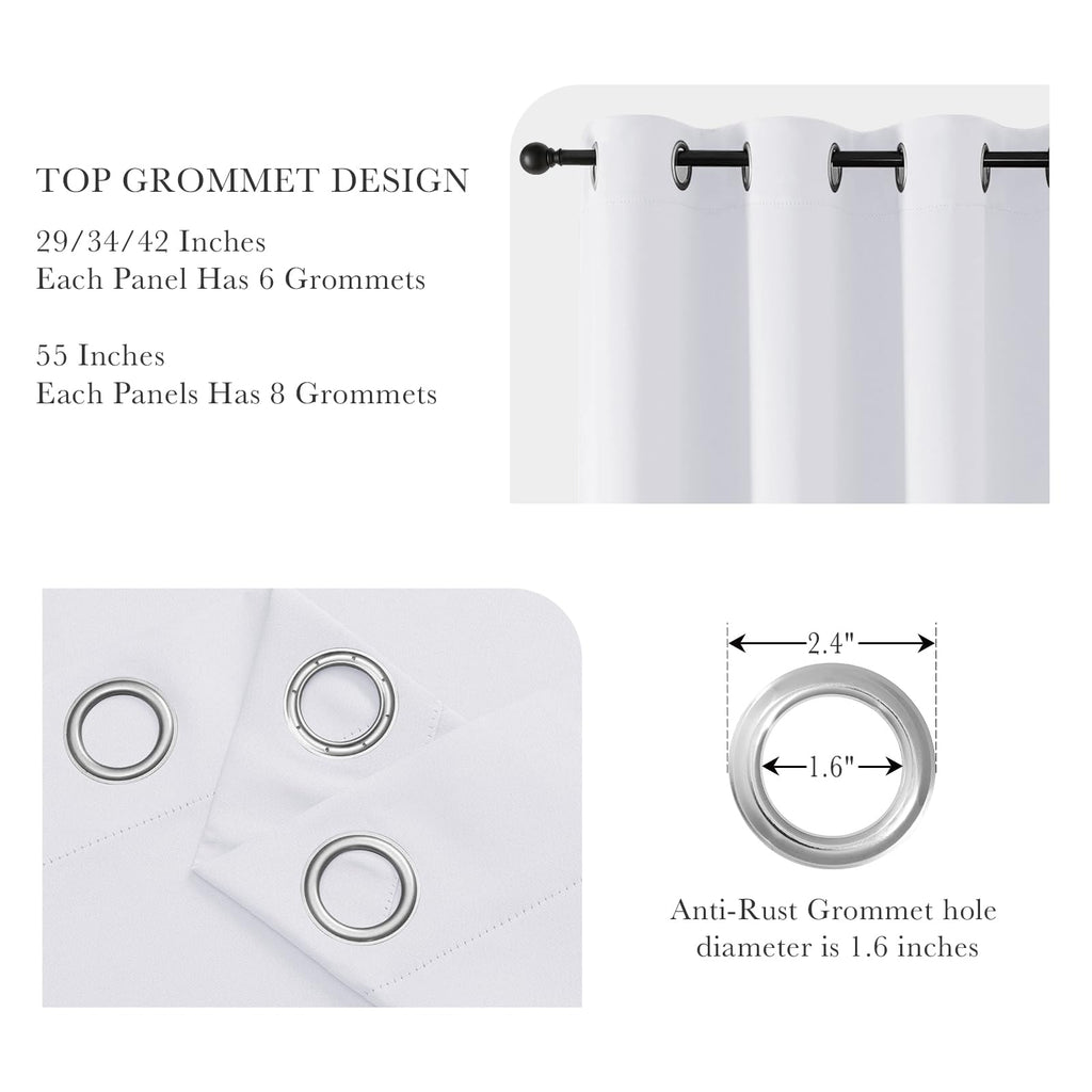 Pure White Blackout Curtains for Bedroom 84 Inch Length (2 Count)