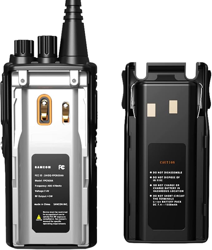 SAMCOM FPCN30A Two Way Radios Long Range 5 Watts Walkie Talkies for Adults Rechargeable 2 Way Radios UHF Programmable Handheld Business Radio 1500mAh Battery with Earpieces,Group Call, 6 Packs