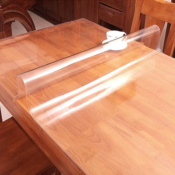 28x45 Inch 1.5mm Thick Clear PVC Painting Table Cover Protector Waterproof Plastic Table Cover Pad Writing Desk Protector Coffee Dinner Table Work Table Protective Pad Non-Slip Anti Juice Heat Dust