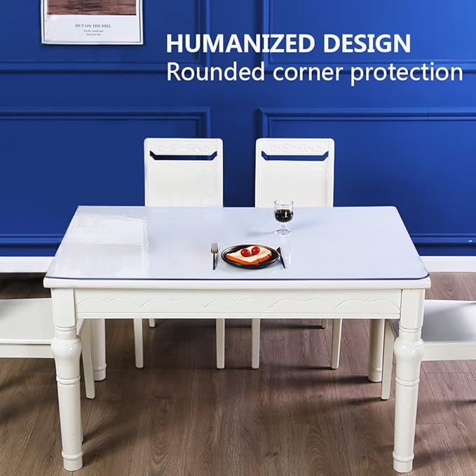 Round 50 in Clear PVC Table Cover Mat Dining&Living Room Table Protector Clear Plastic Tablecloth Protector Wipeable Protective Desk Top Topper Cover Wood Furniture Kitchen Coffee Bar Dinner Tabletop